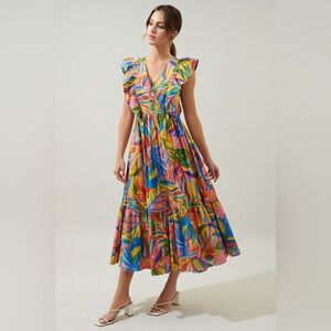 SUGARLIPS New Guinea Fairness Poplin Surplice Midi Dress Size L